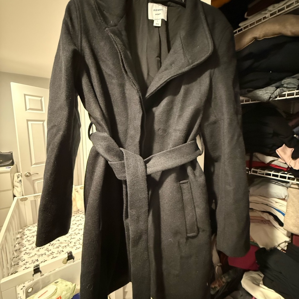 Old Navy Women's Charcoal Belted maternity Trench Coat